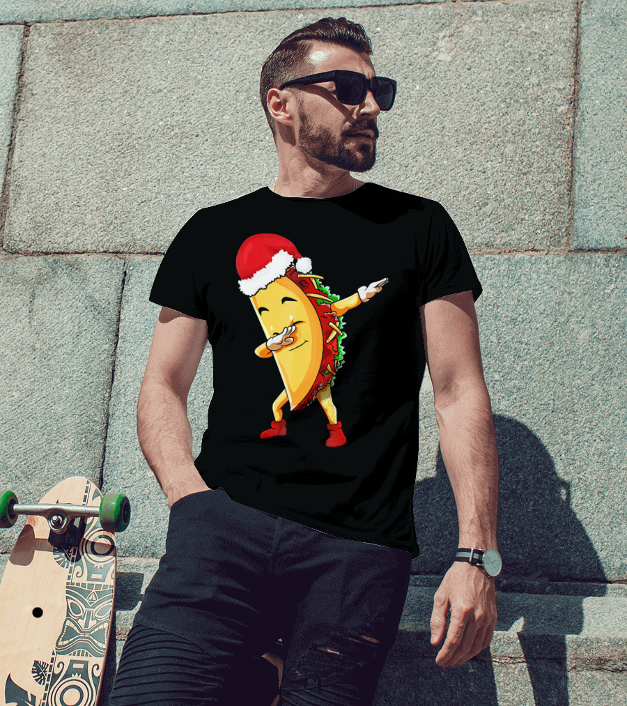 Dabbing Taco Santa Christmas Pajama Holiday Dance T-Shirt