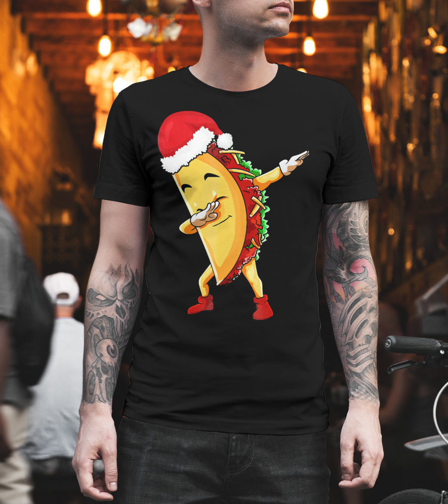Dabbing Taco Santa Christmas Pajama Holiday Dance T-Shirt