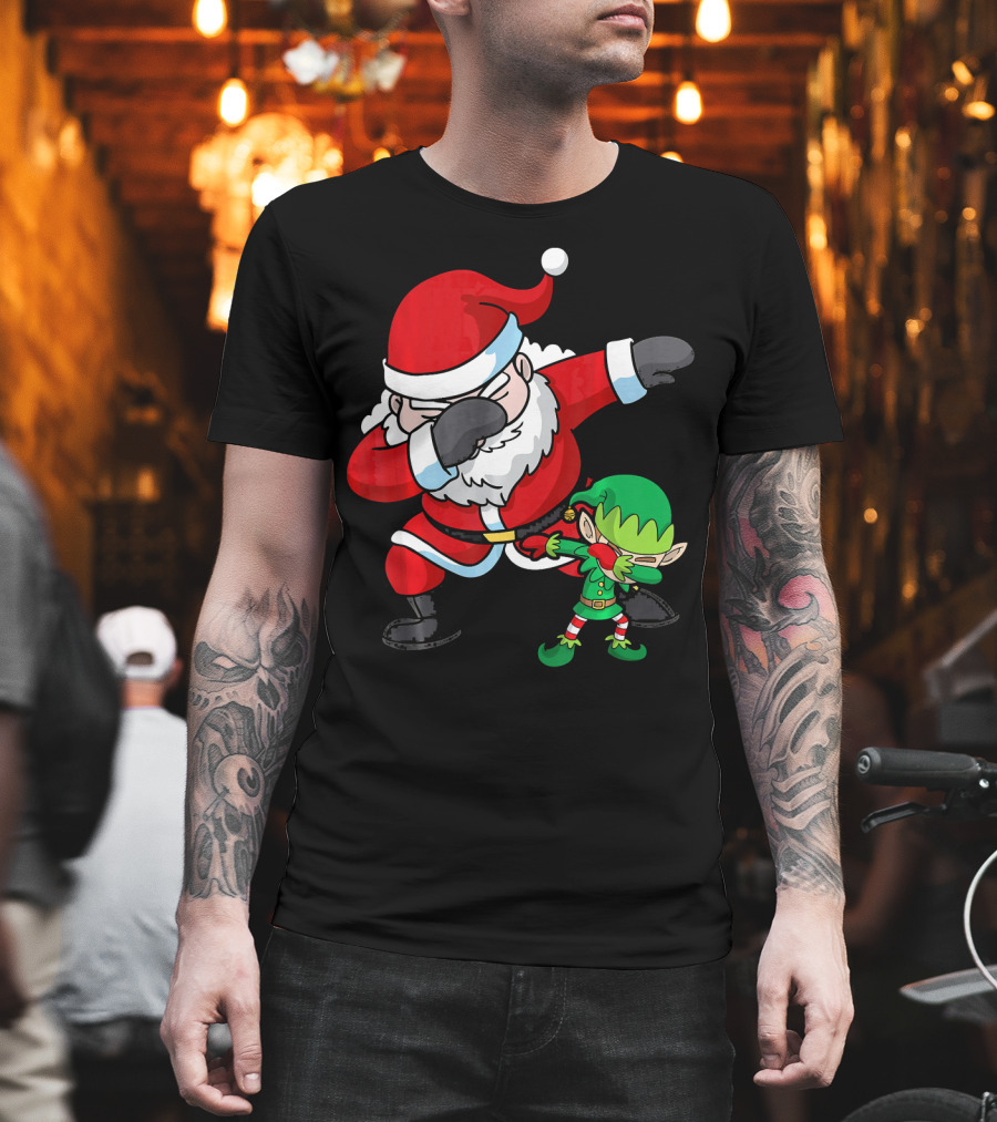 Christmas Boys Dabbing Santa Claus and Elf Dab Dan T-Shirt