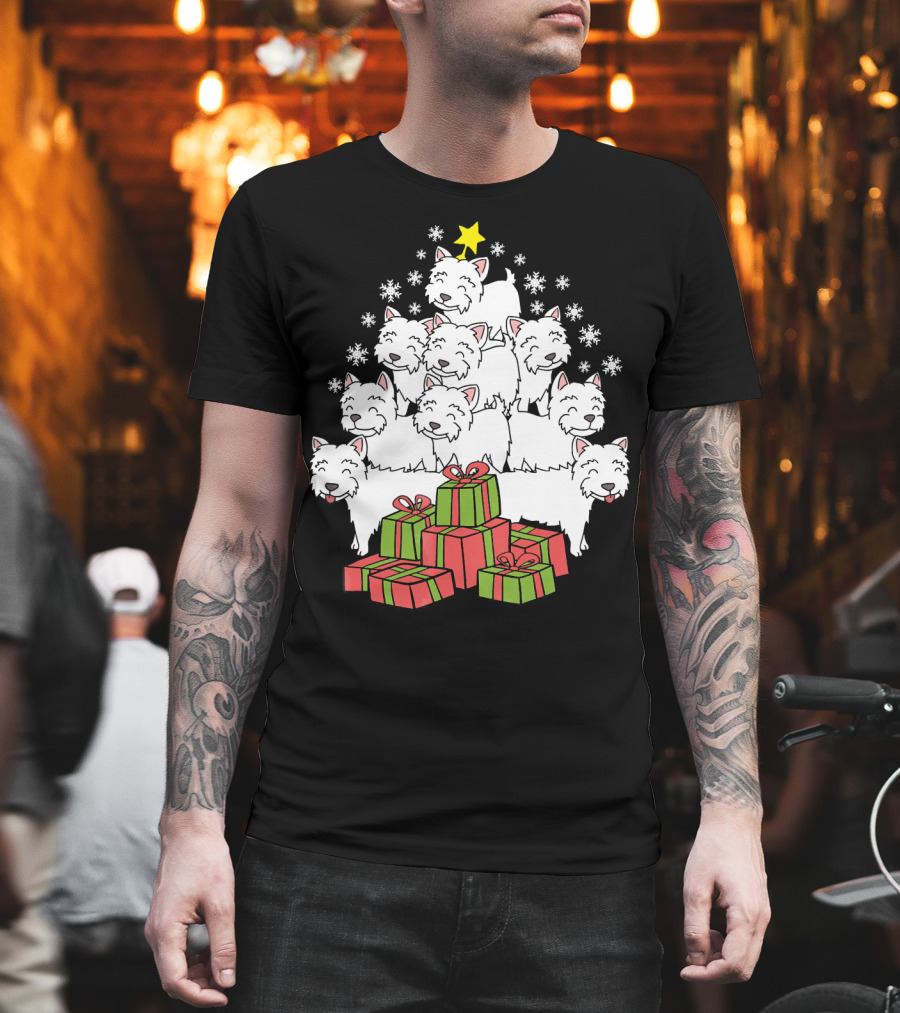 Westie Christmas Tree With Presents And Snowflakes T-Shirt