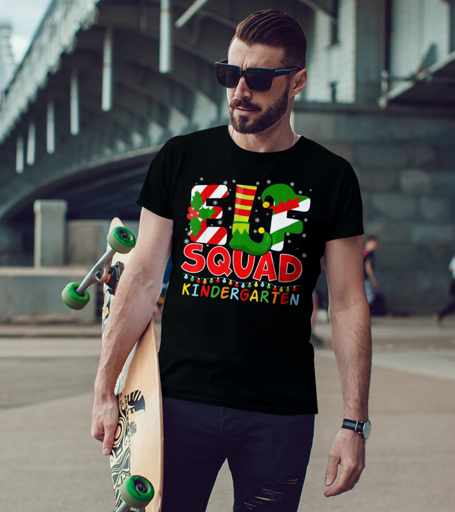 ELF Squad Funny Christmas Kindergarten Holiday Lights T-Shirt