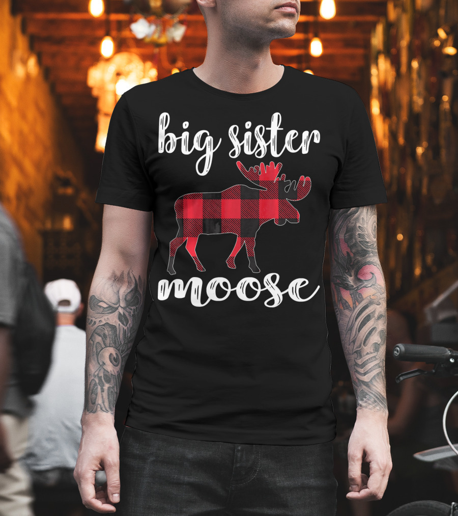 Big Sister Moose Buffalo Plaid T-Shirt