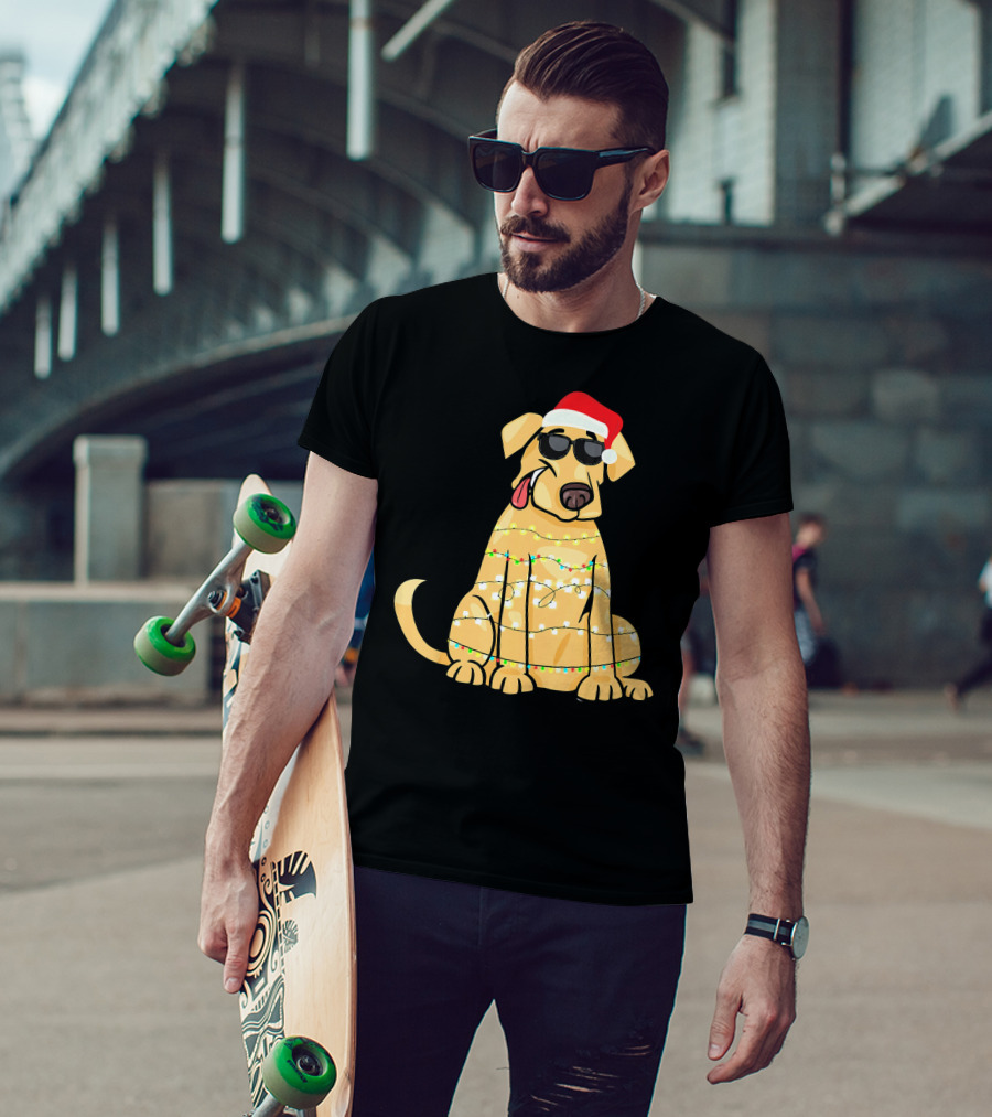 Labrador Santa Claus Christmas Lights Sunglasses T-Shirt