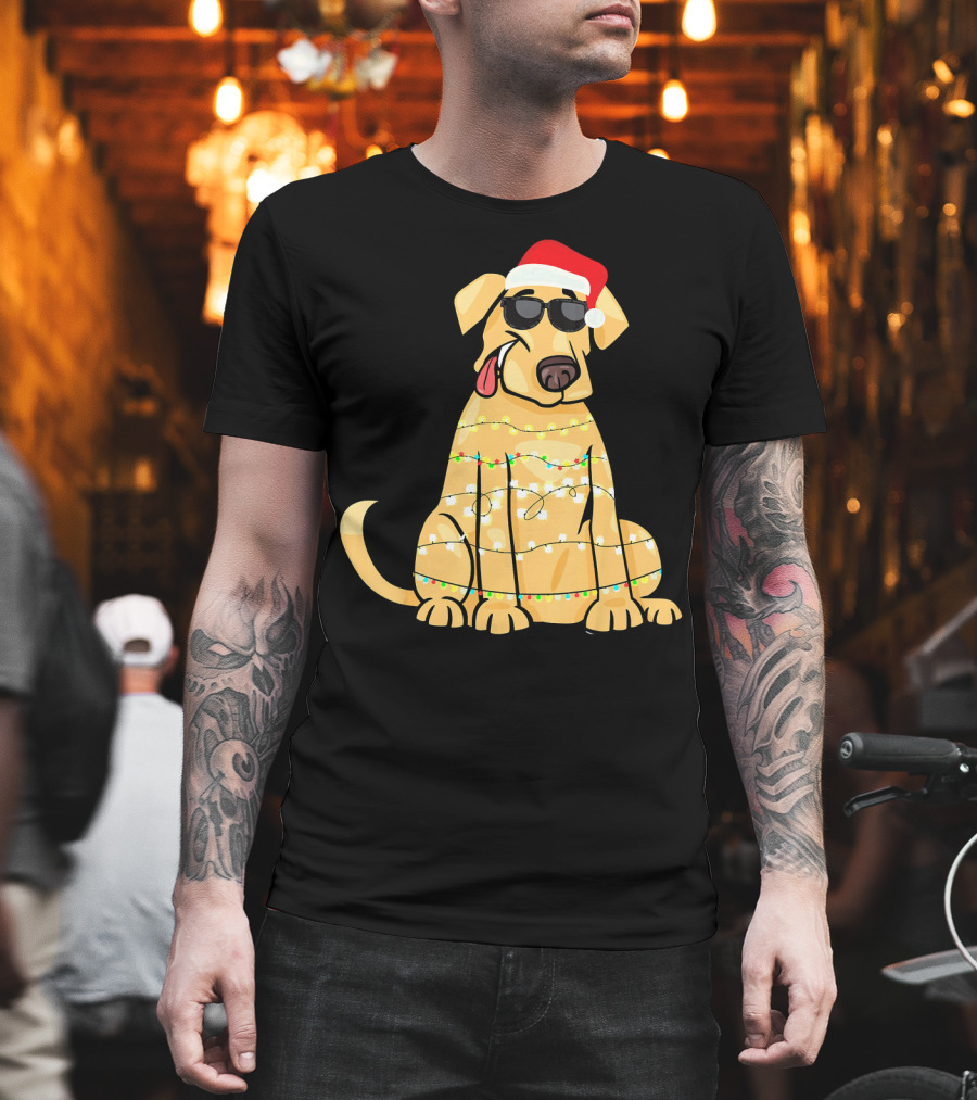 Labrador Santa Claus Christmas Lights Sunglasses T-Shirt