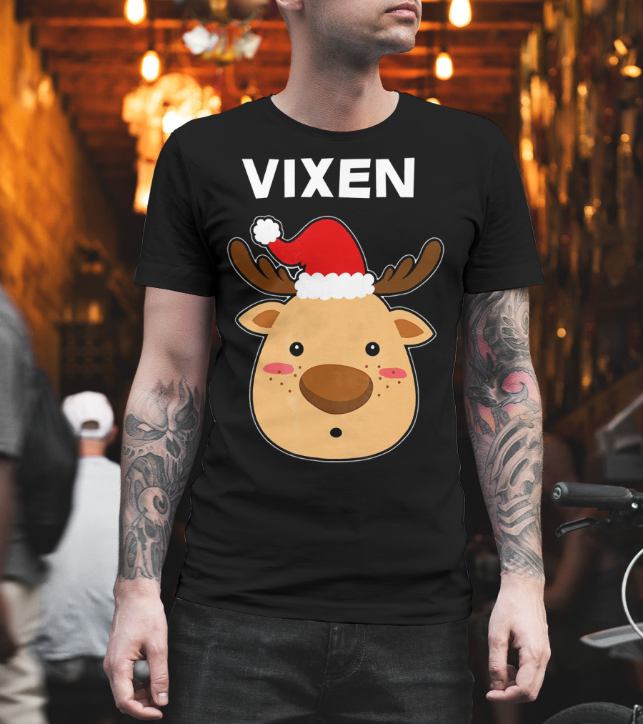 Vixen Santa Hat Reindeer T-Shirt