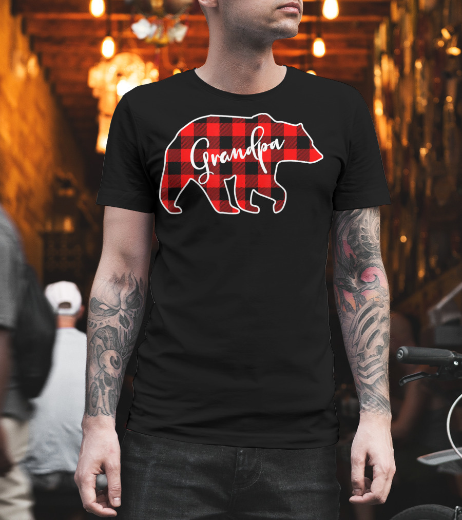Grandpa Bear Red Plaid Matching Fam Mens T-Shirt