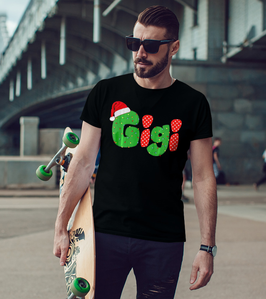 Gigi Christmas Santa Hat Lights Family Matching Pajamas T-Shirt