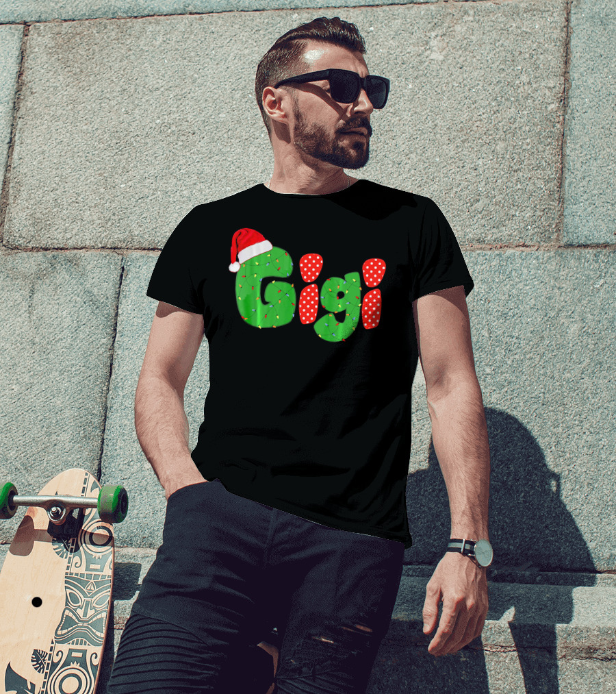 Gigi Christmas Santa Hat Lights Family Matching Pajamas T-Shirt