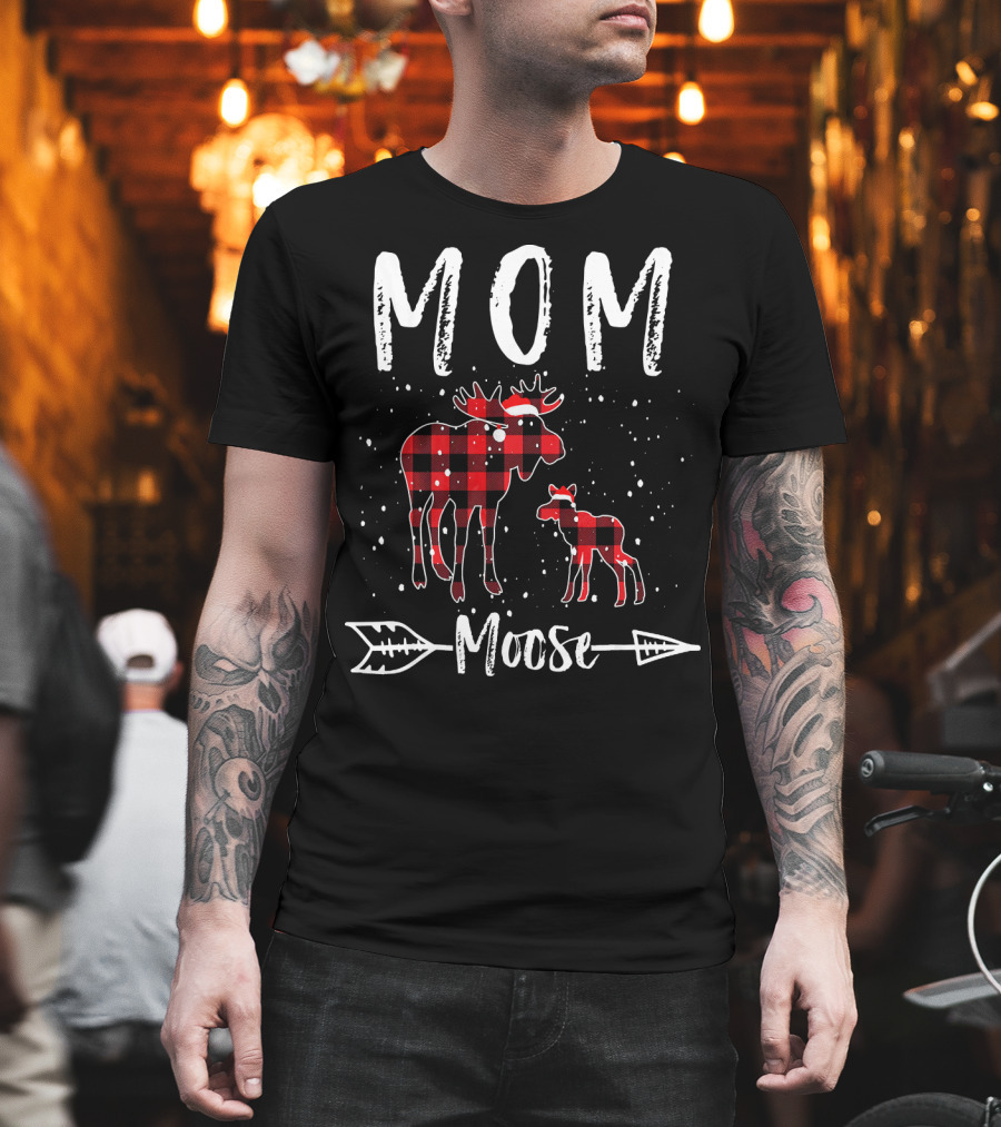 Mom Moose Buffalo Plaid Arrow T-Shirt