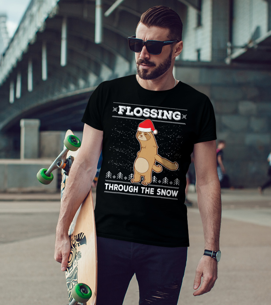 Flossing Through The Snow Sloth Santa's Dance T-Shirt