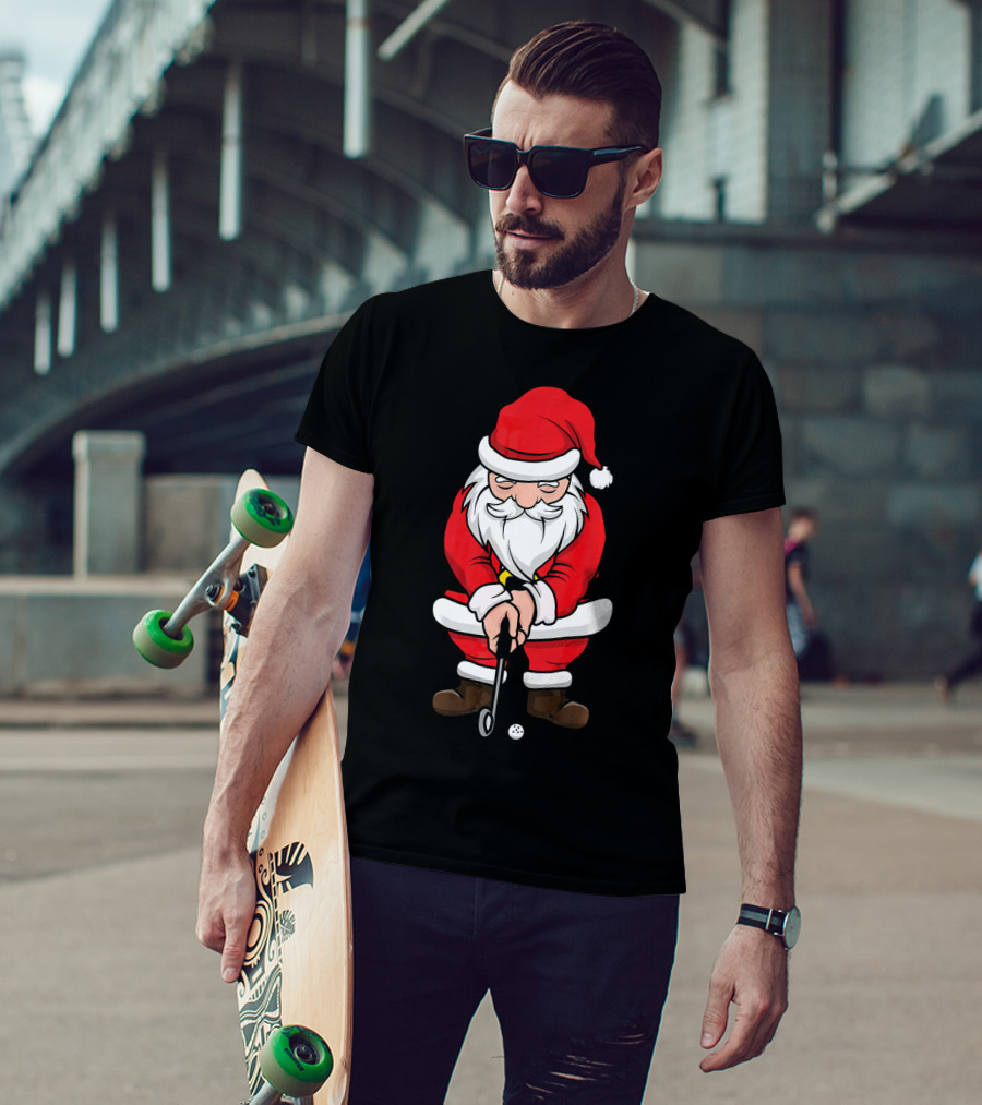 Christmas Santa Claus Golfing Swing T-Shirt
