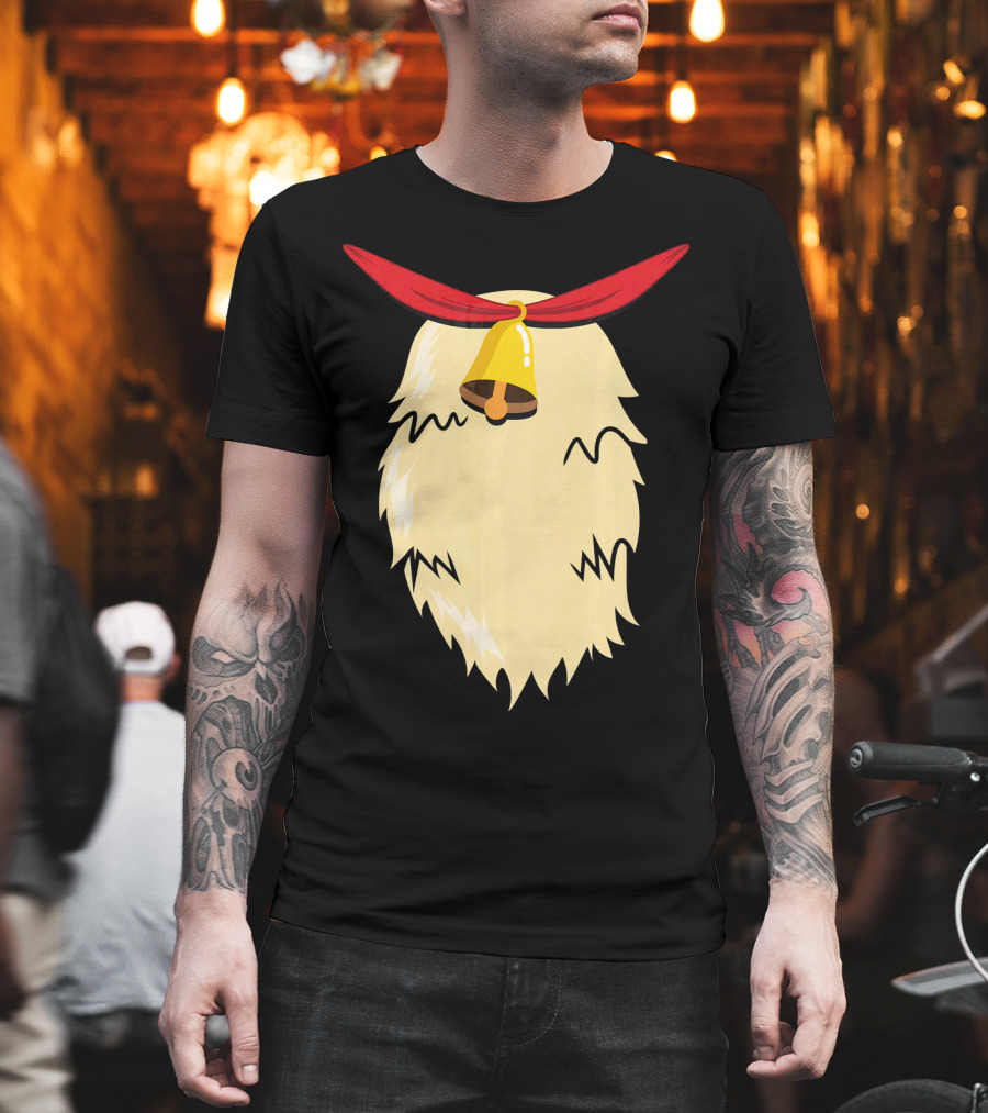Christmas Reindeer Bell Santa Beard Costume T-Shirt