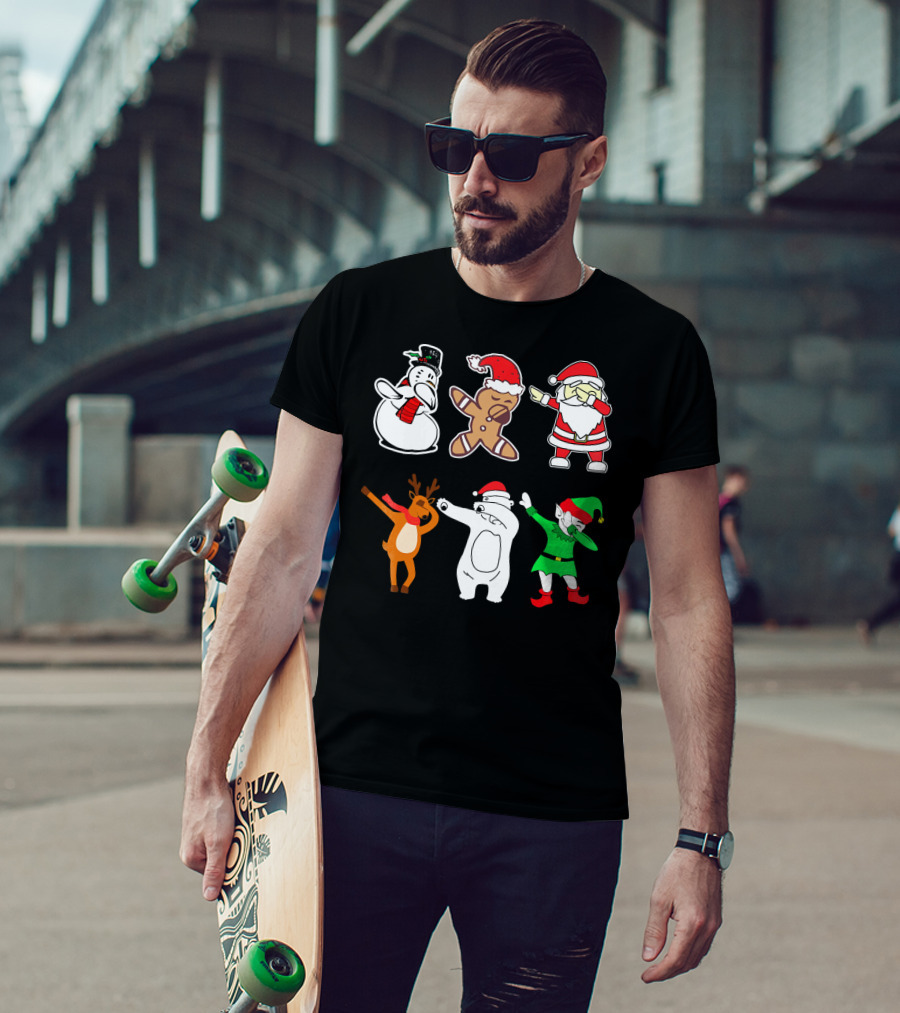 Dabbing Snowman Gingerbread Santa Reindeer Polar Bear Elf Christmas Dab T-Shirt