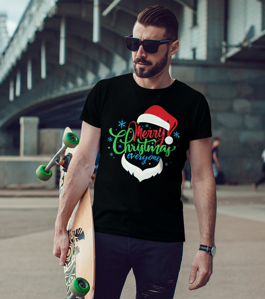 Merry Christmas Everyone Santa Hat With Beard T-Shirt