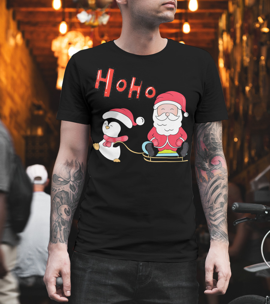Ho Ho Santa Penguin Merry Christmas Happy Family T-Shirt