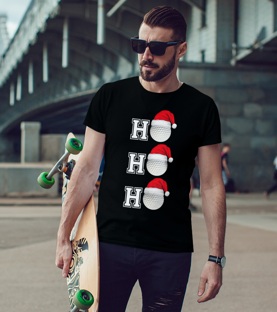 Ho Ho Ho Golf Ball Santa Hat Christmas T-Shirt