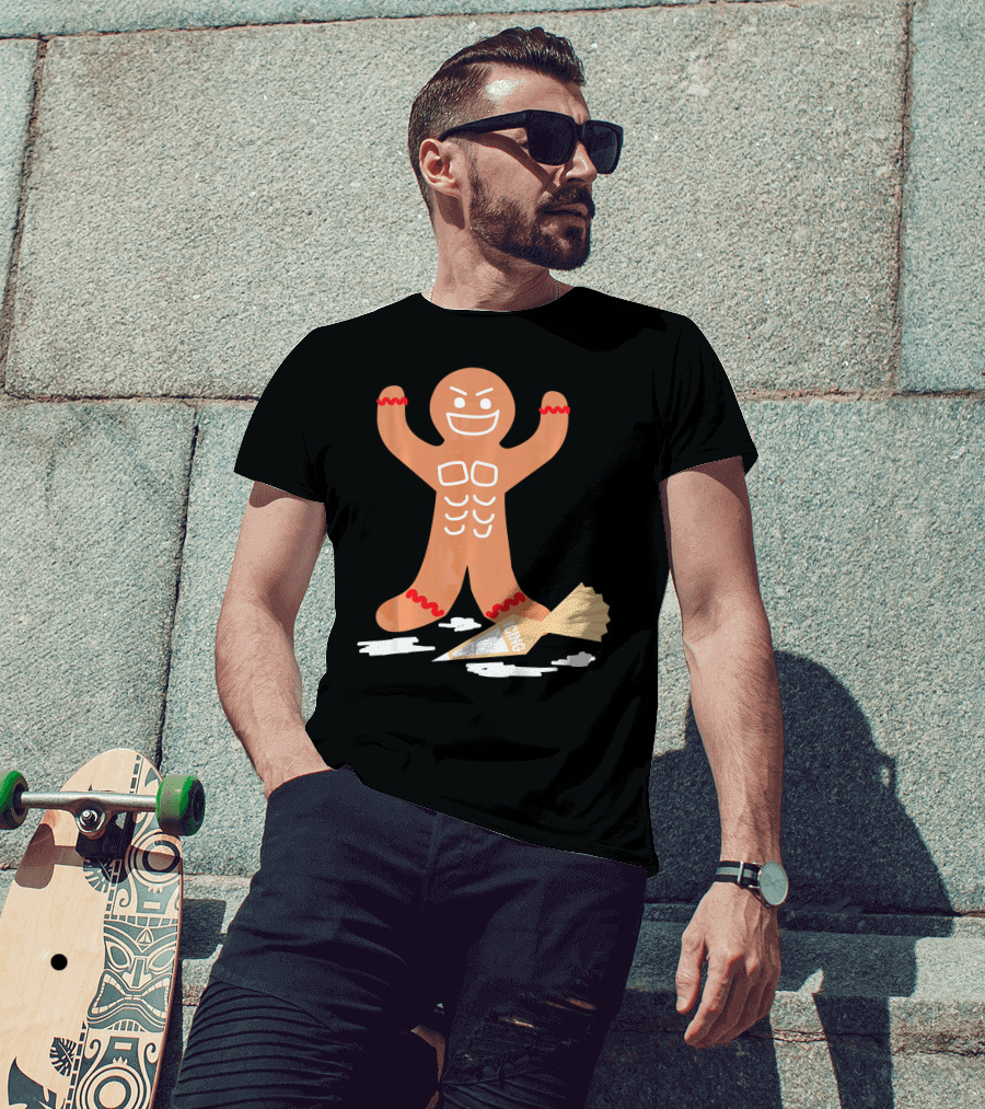 Christmas Gingerbread Muscle Man With Icing Power T-Shirt