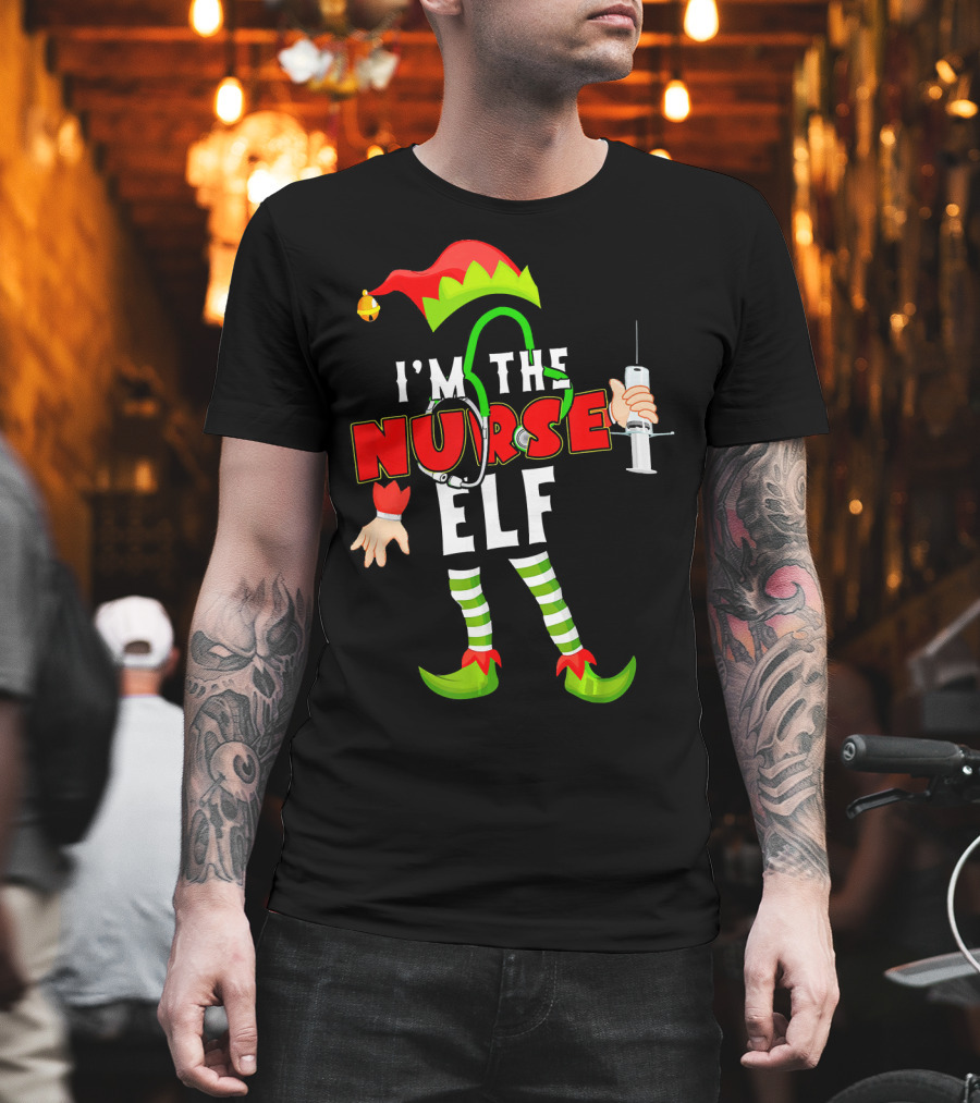I'm The Nurse Elf RN Syringe Stethoscope Christmas Costume T-Shirt