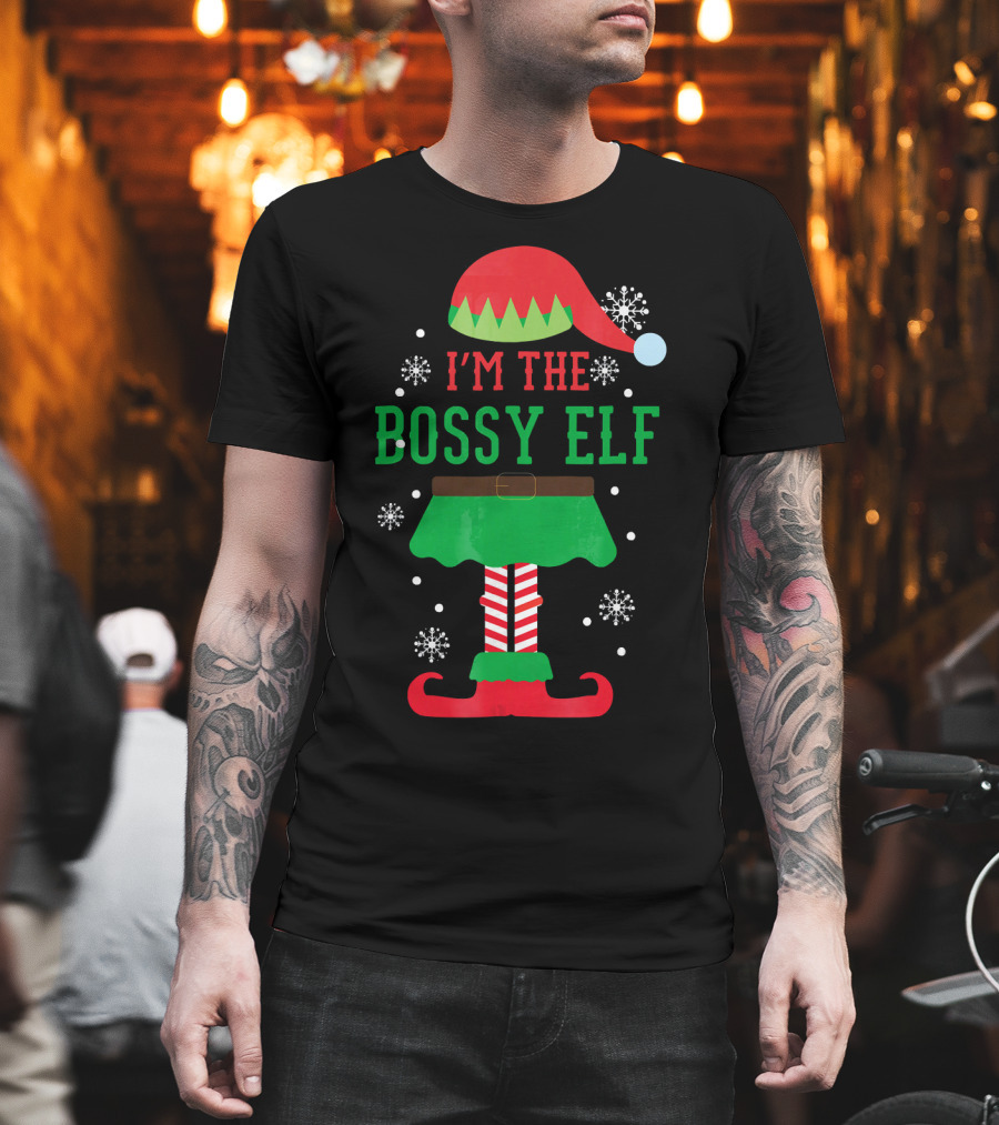 I'm The Bossy Elf Christmas Snowflake T-Shirt