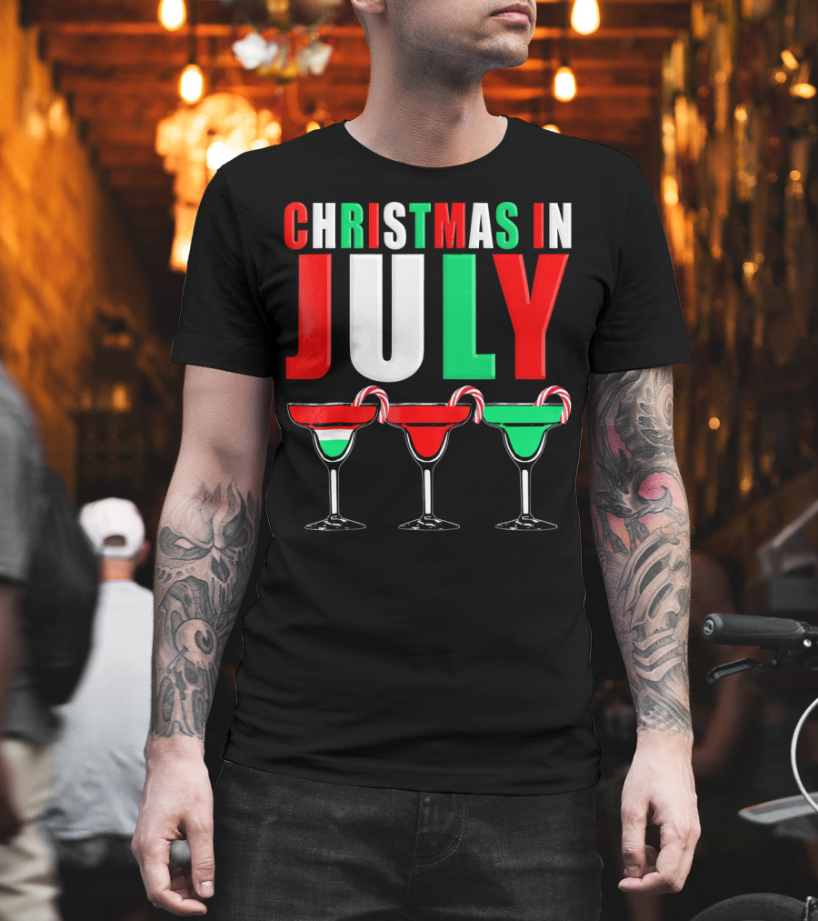 Christmas In July Candy Cane Cocktail Mixed Drinks T-Shirt