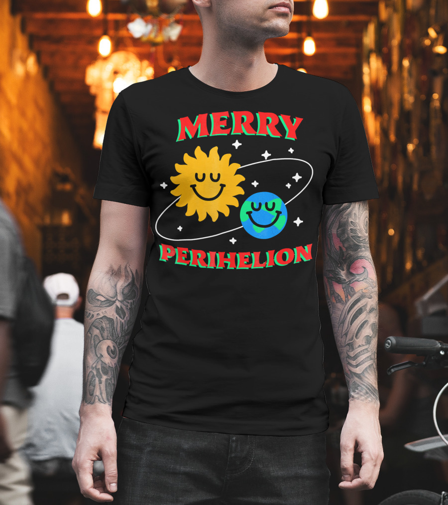 Merry Perihelion Sun Earth Smiling Orbit T-Shirt