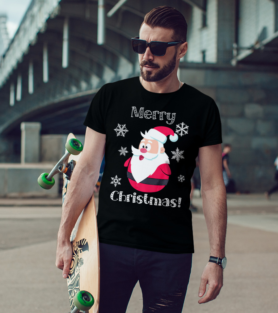 Merry Christmas Santa Claus Cute Snowflakes T-Shirt