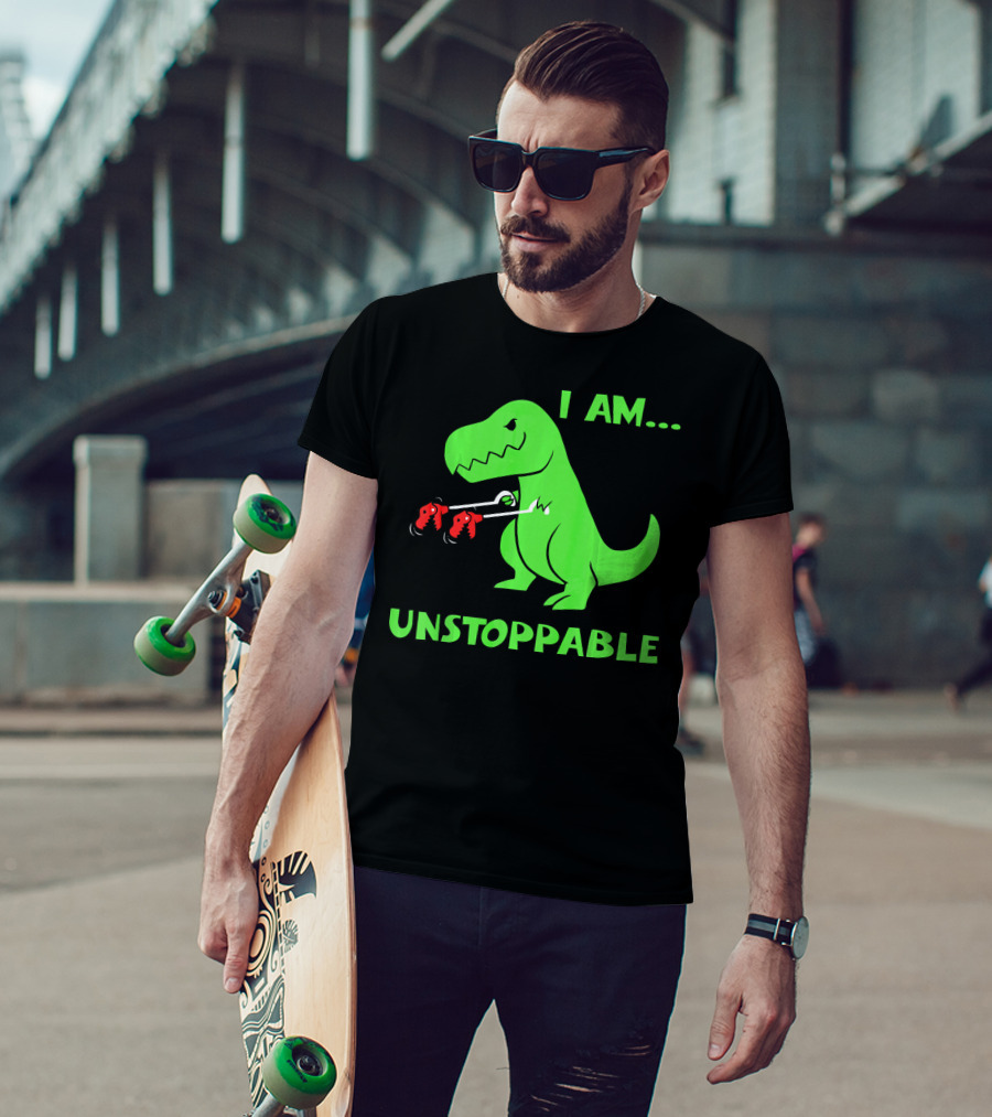 I Am Unstoppable T Rex Dinosaur Boxing Gloves T-Shirt
