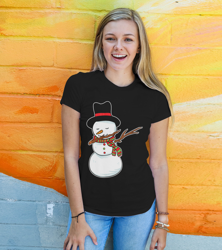 Dabbing Dab Snowman With Hat And Scarf T-Shirt