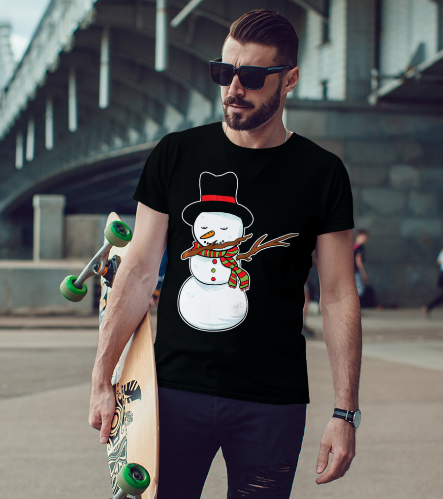 Dabbing Dab Snowman With Hat And Scarf T-Shirt