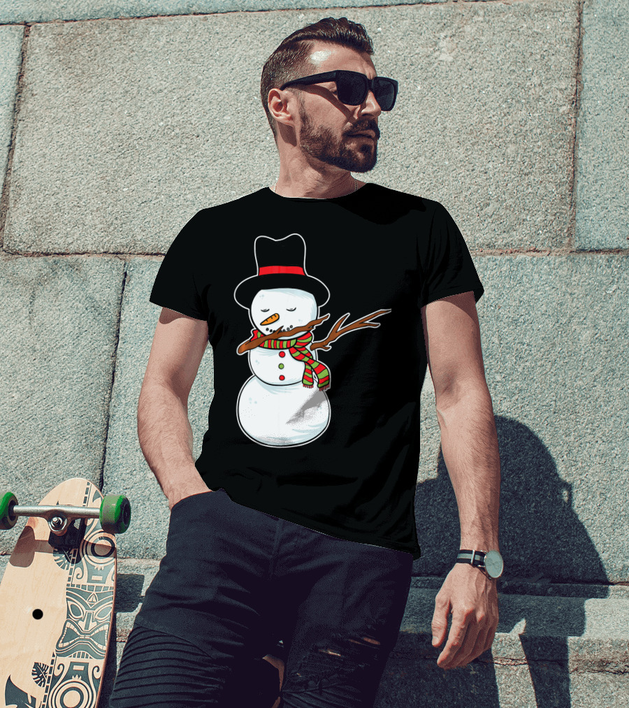 Dabbing Dab Snowman With Hat And Scarf T-Shirt