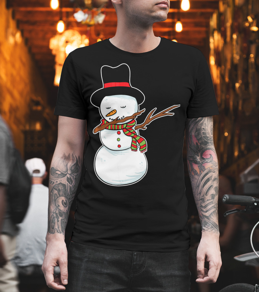 Dabbing Dab Snowman With Hat and Scarf T-Shirt