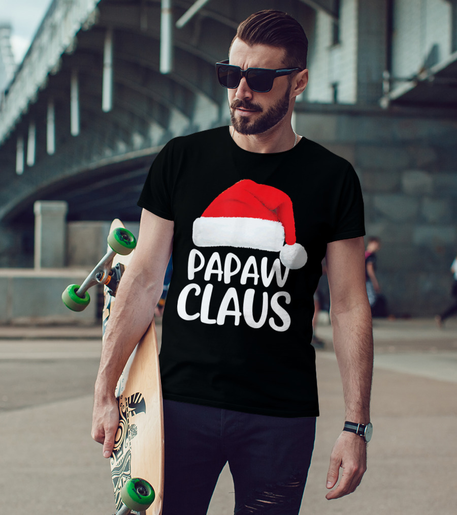 Papaw Claus Red Santa Hat Christmas T-Shirt