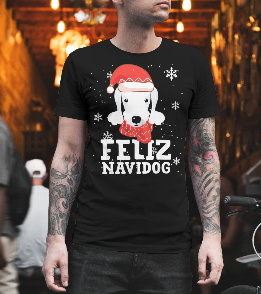 Feliz Navidog Bedlington Terrier Christmas Holiday Fun T-Shirt