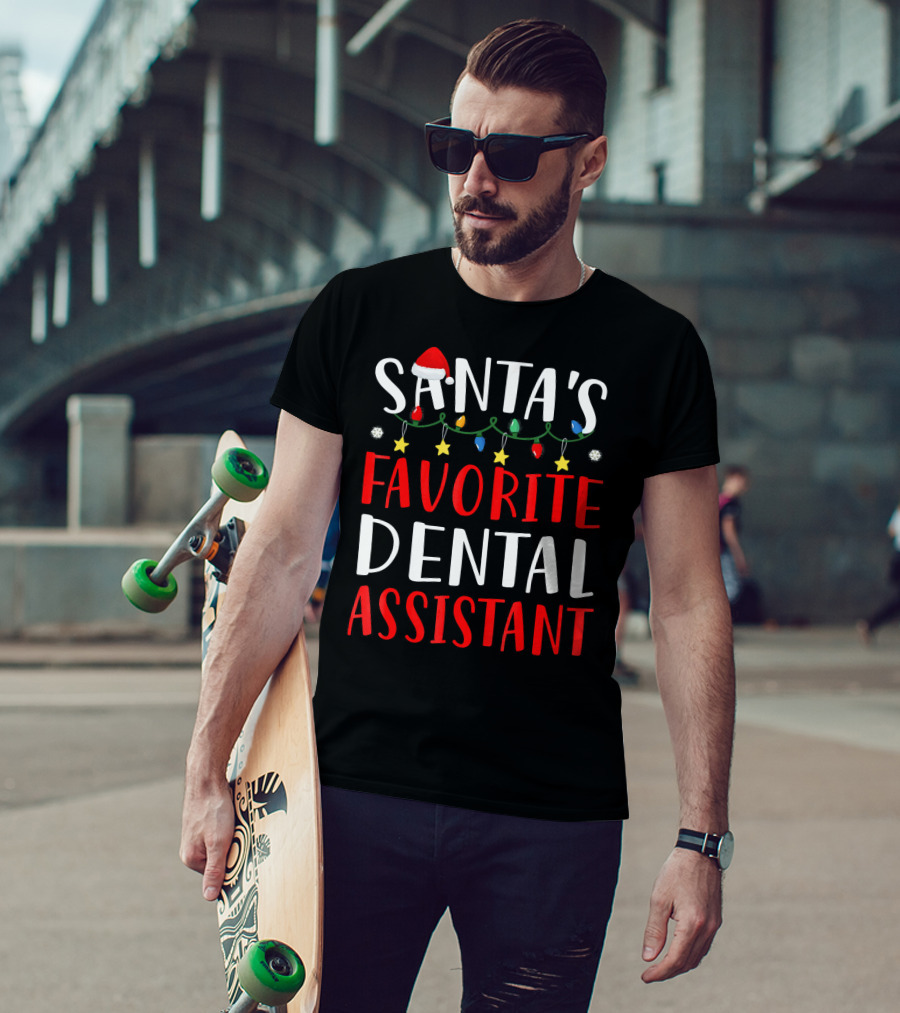 Santas Favorite Dental Assistant Christmas Lights Hat T-Shirt