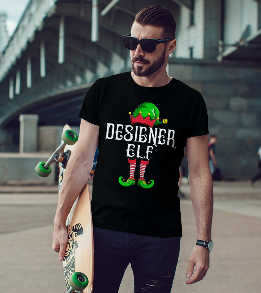 Designer Elf Xmas Elves Festive Holiday T-Shirt