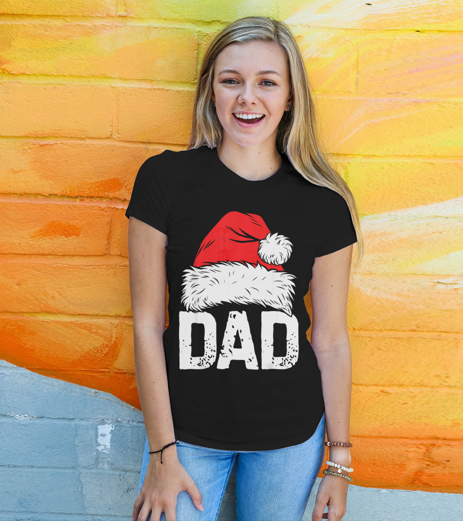 Dad Santa Hat Christmas Family Match T-Shirt