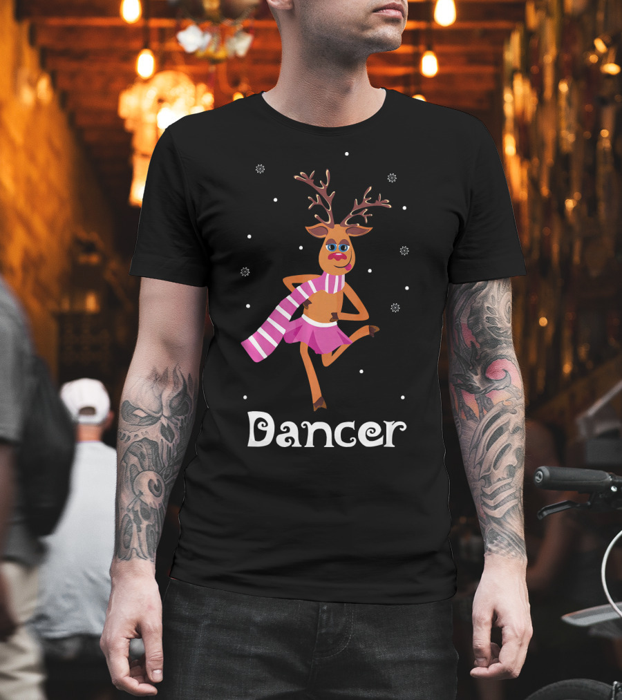 Dancer Pink Skirt Reindeer Girl with Antlers T-Shirt
