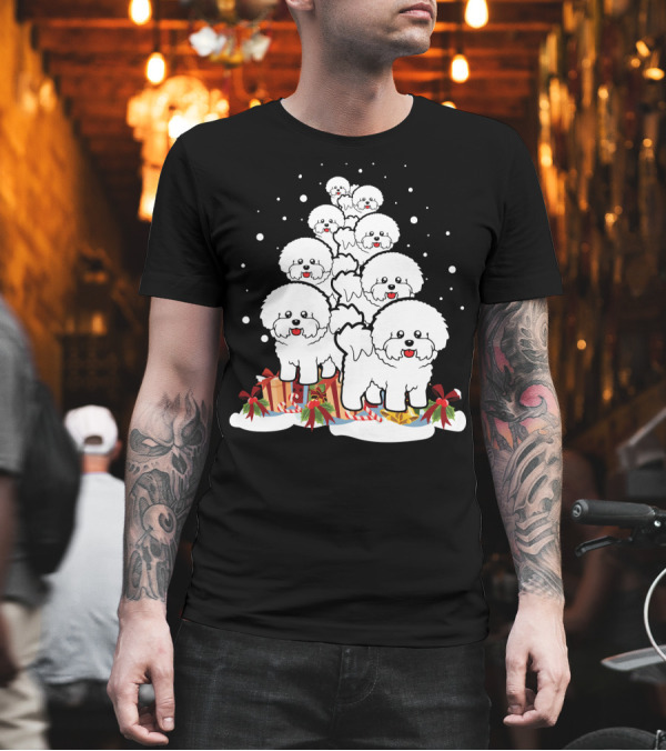 Bichon Frise Christmas Tree with Gifts and Snowflakes T-Shirt Bichon Frise Christmas Tree with Gifts and Snowflakes T-Shirt