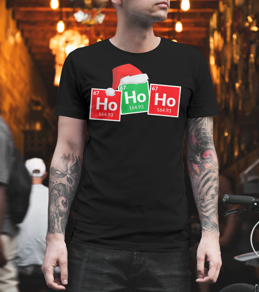 Christmas Ho Ho Ho Santa Periodic Table Elements Fun T-Shirt