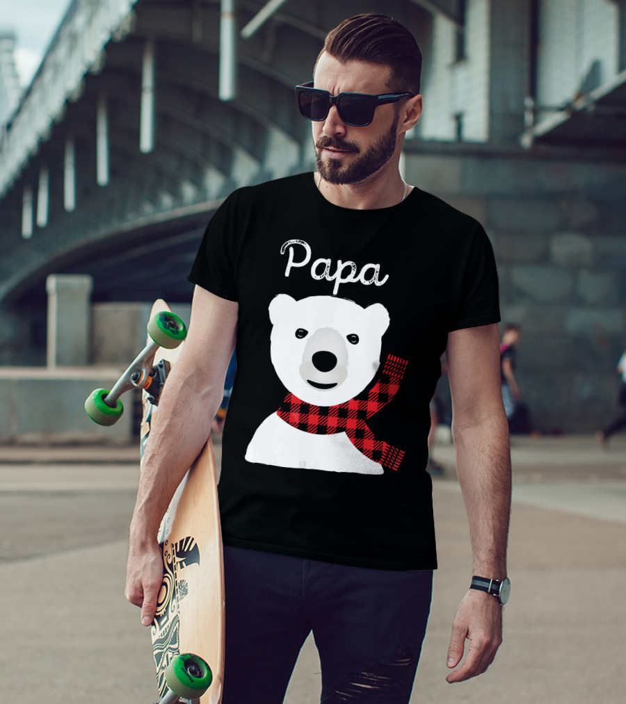 Papa Bear Buffalo Check Christmas Family Matching T-Shirt