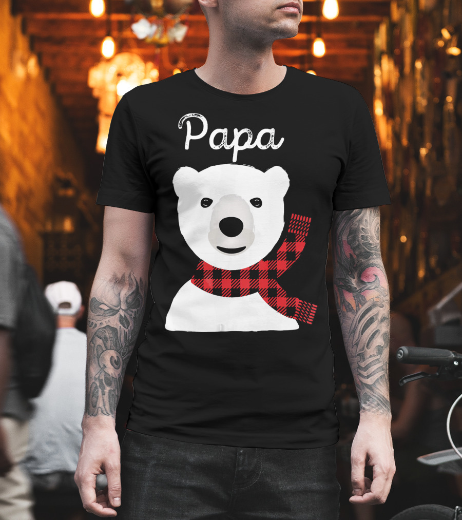 Papa Bear Buffalo Check Christmas Family Matching T-Shirt