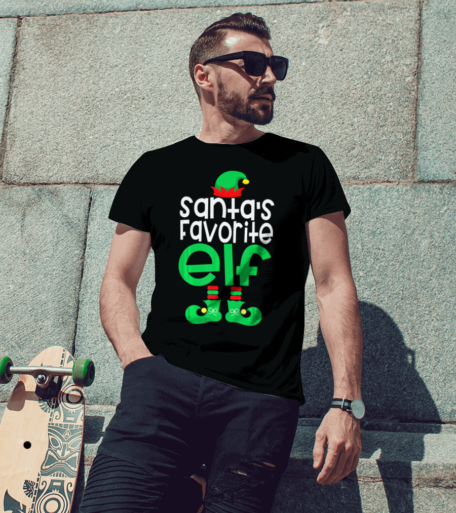Santa's Favorite Elf Festive Outfit With Hat And Shoes T-Shirt