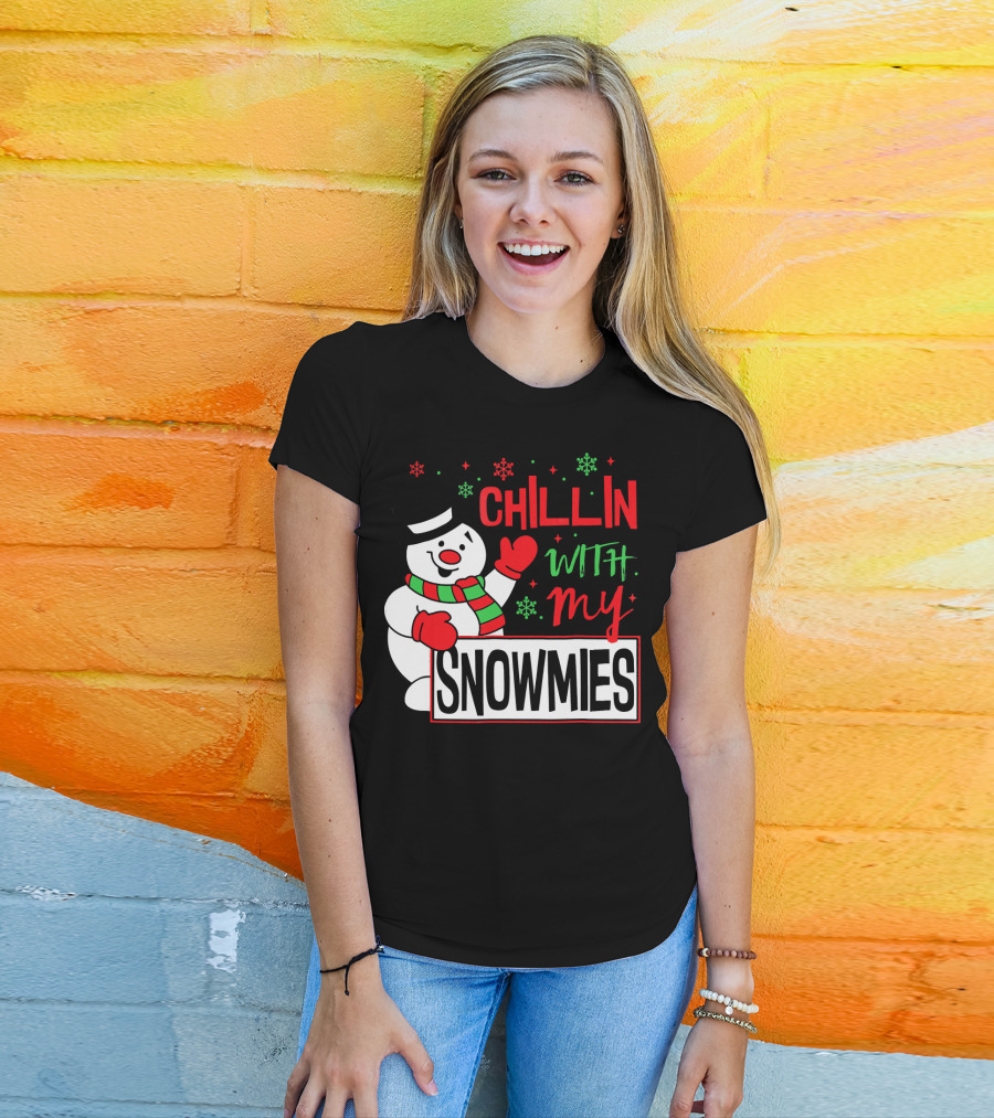 Chillin With My Snowmies Snowman Christmas In July T-Shirt
