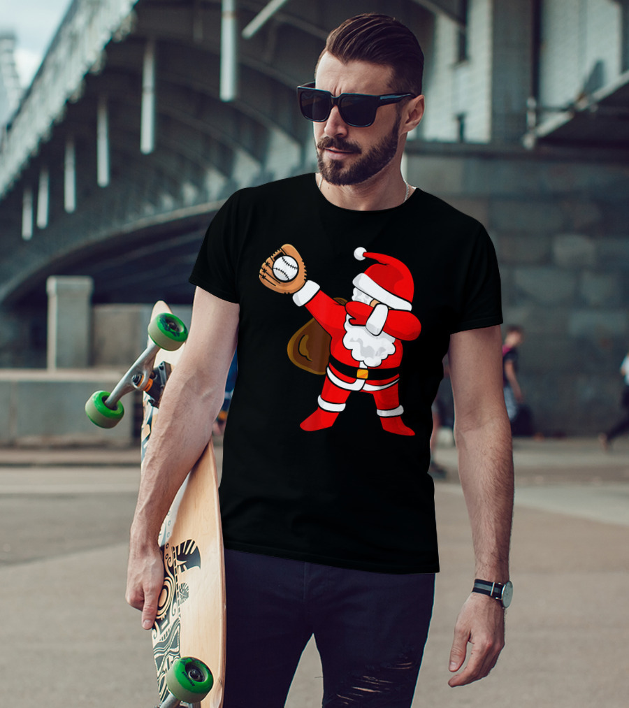 Santa Dabbing With Baseball Glove T-Shirt