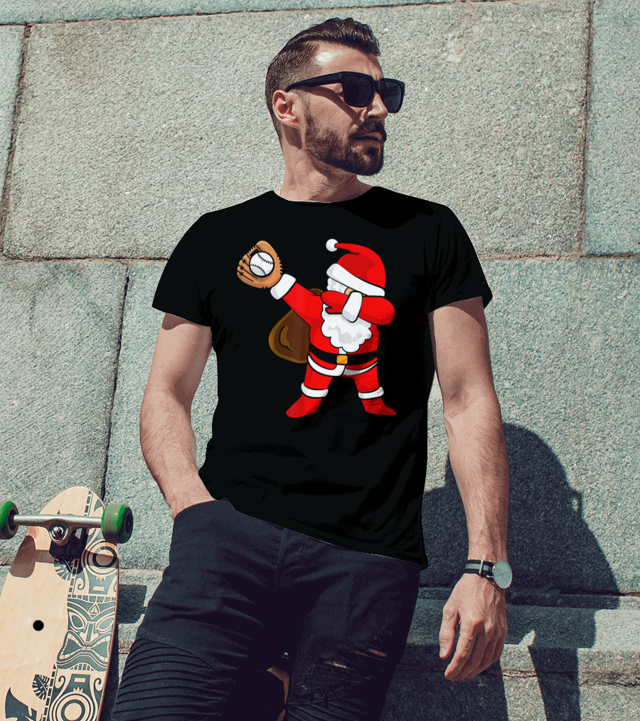 Santa Dabbing With Baseball Glove T-Shirt