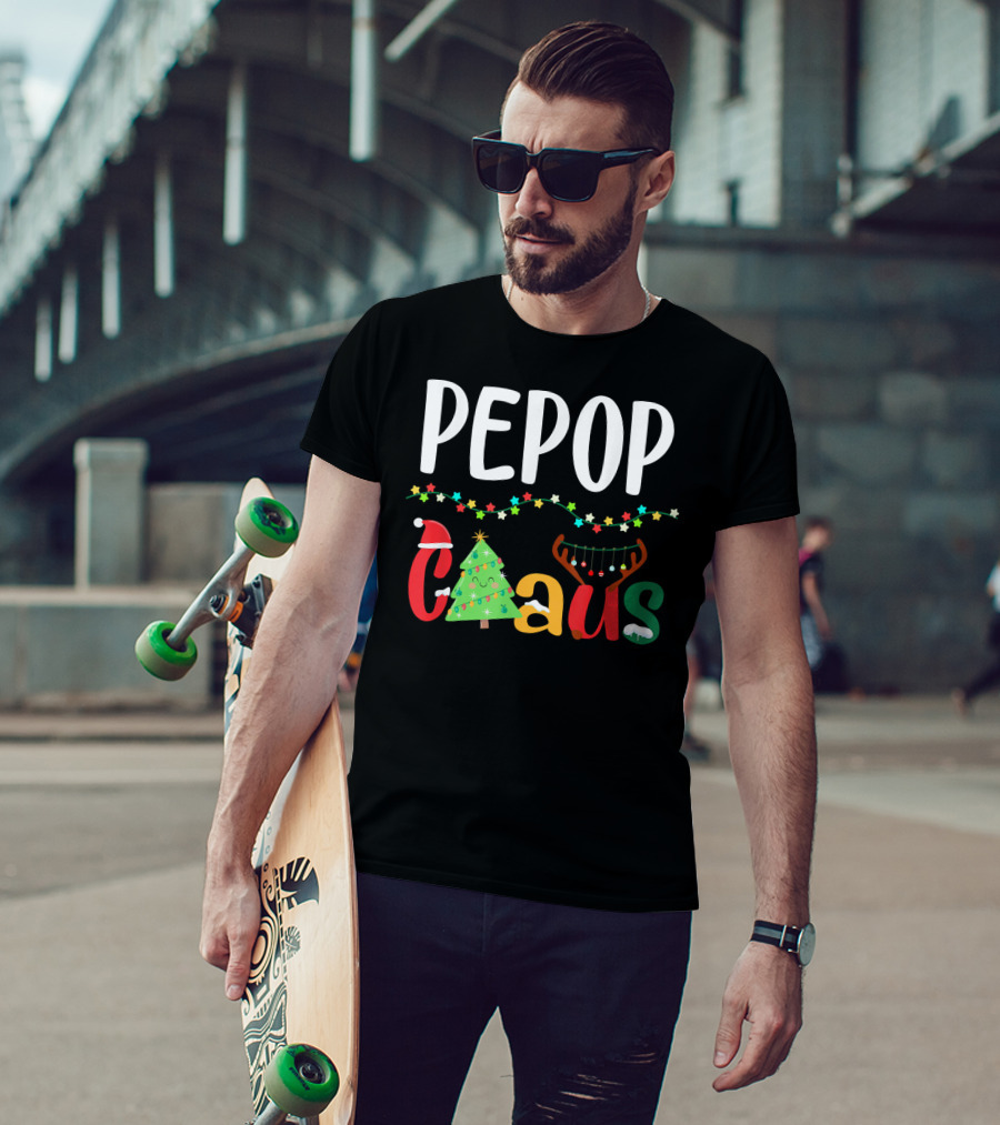 Mens PePop Claus Funny Xmas Santa Grandpa T-Shirt