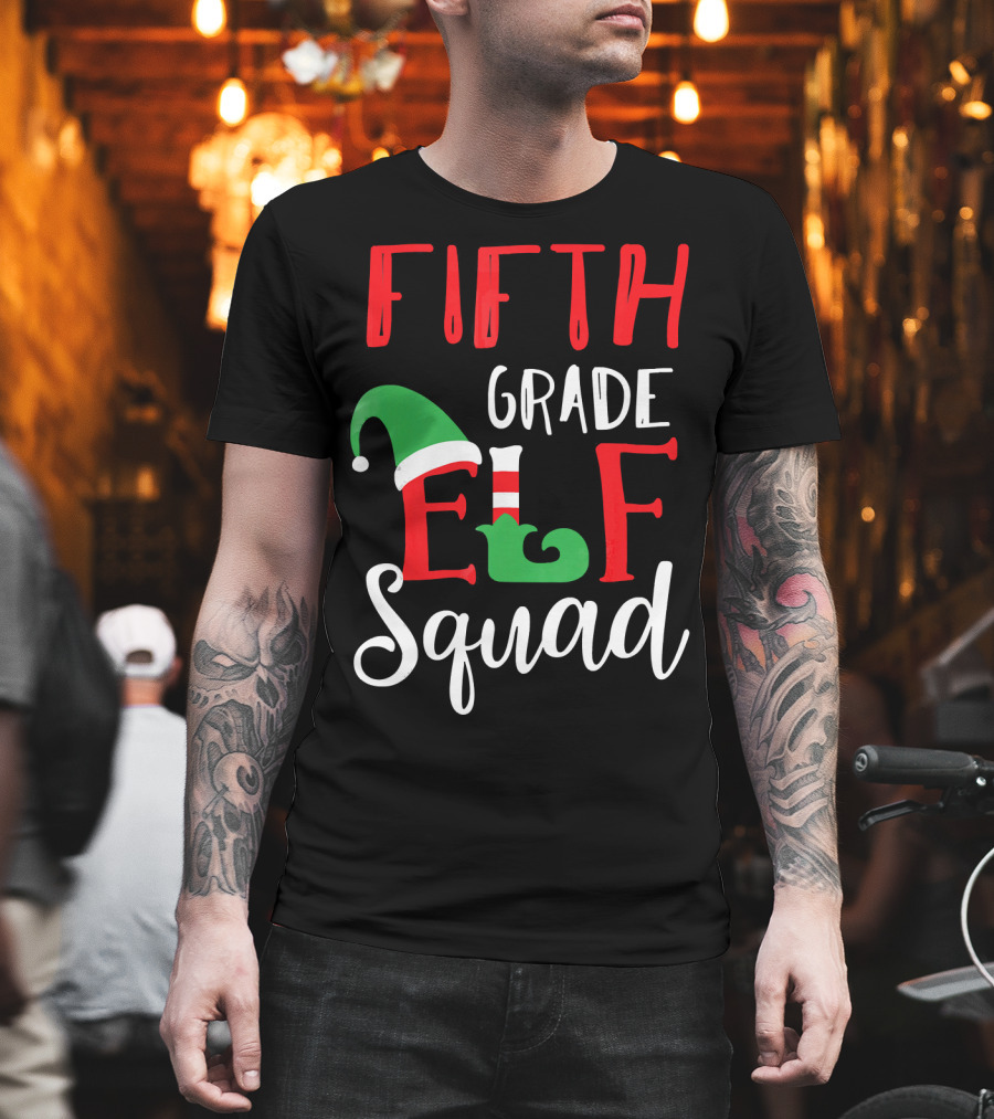 Fifth Grade Christmas Elf Squad Teacher T-Shirt