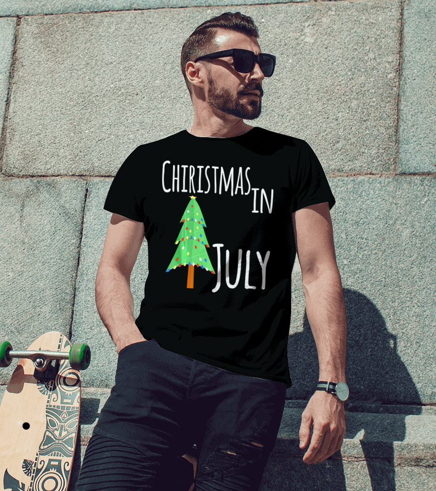 Christmas In July Tree Lights Festive Summer T-Shirt