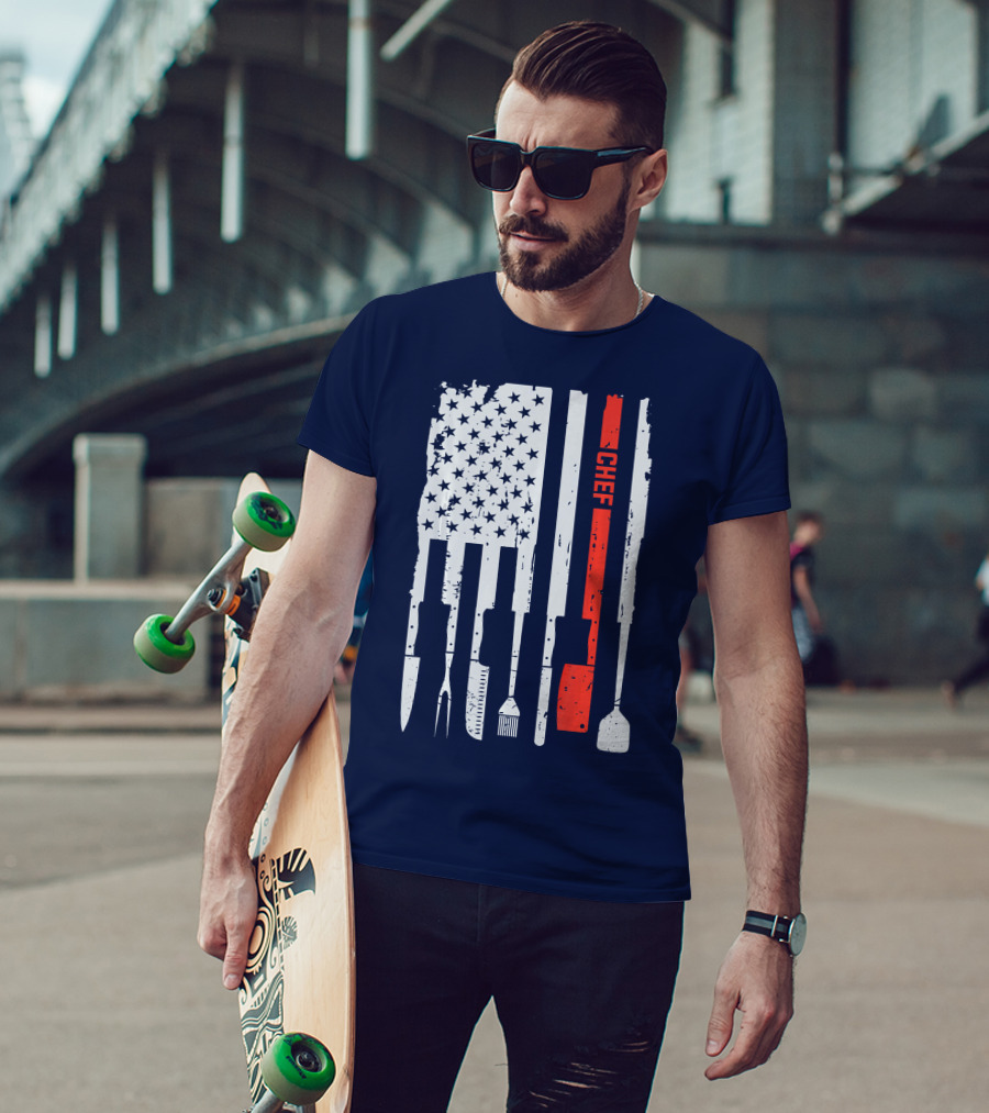 American Flag Baking Tools Chef Humorous Pastry T-Shirt