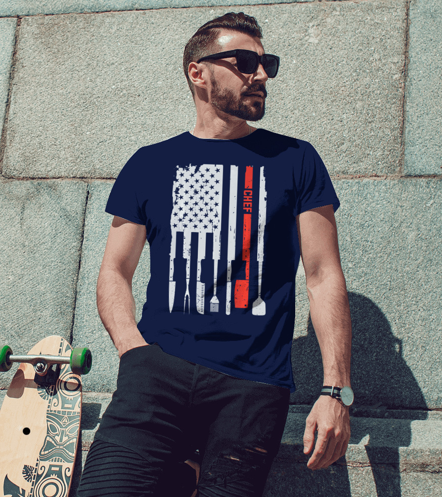American Flag Baking Tools Chef Humorous Pastry T-Shirt